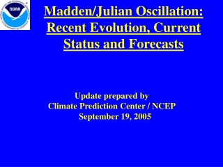 Madden/Julian Oscillation: Recent Evolution, Current Status and Forecasts