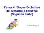 Tema 4. Etapas Evolutivas del Desarrollo personal Segunda Parte