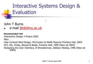 Interactive Systems Design & Evaluation
