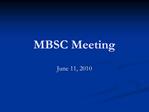 MBSC Meeting