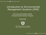 Introduction to Environmental Management Systems EMS