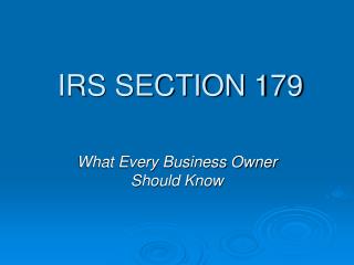 IRS SECTION 179