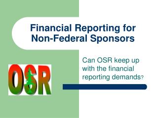 Financial Reporting for Non-Federal Sponsors