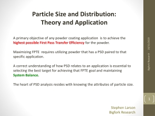 Particle Size and Distribution: Theory and Application