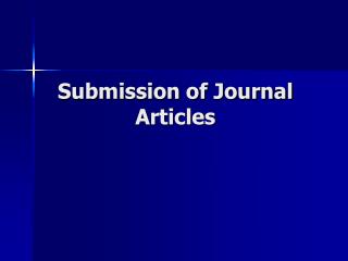 Submission of Journal Articles