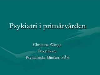 Psykiatri i primärvården
