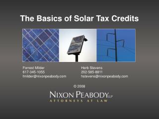 The Basics of Solar Tax Credits