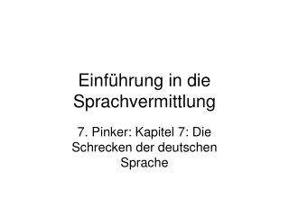 Einführung in die Sprachvermittlung