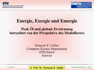 Energie, Exergie und Emergie