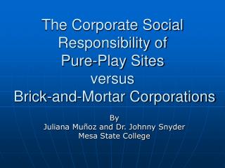 The Corporate Social Responsibility of Pure-Play Sites versus Brick-and-Mortar Corporations