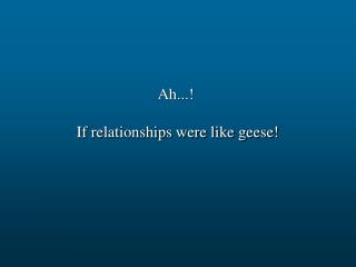 Ah...! If relationships were like geese!