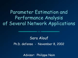 Parameter Estimation and Performance Analysis of Several Network Applications