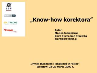 „Know-how korektora”