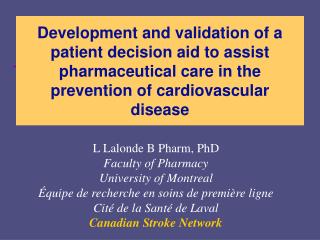 Development and validation of a patient decision aid to assist pharmaceutical care in the prevention of cardiovascular d