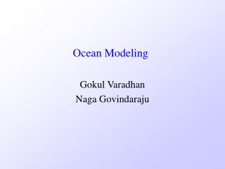 Ocean Modeling