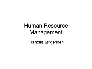 Human Resource Management