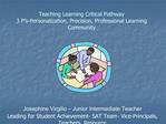 Teaching Learning Critical Pathway 3 P s-Personalization, Precision, Professional Learning Community