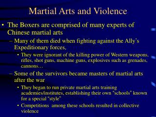 Martial Arts and Violence