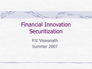 Financial Innovation Securitization