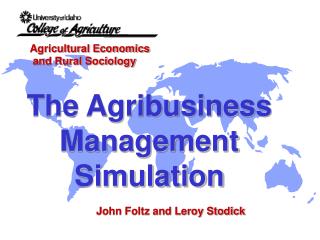 Agricultural Economics and Rural Sociology