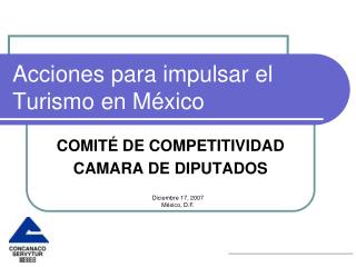 Acciones para impulsar el Turismo en México