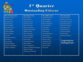 1 st Quarter Outstanding Citizens