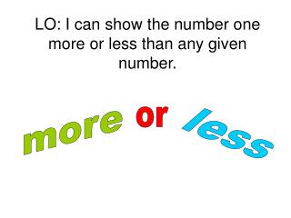LO: I can show the number one more or less than any given number.