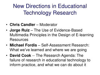 New Directions in Educational Technology Research