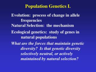 PPT - Population Genetics I. PowerPoint Presentation, free download ...