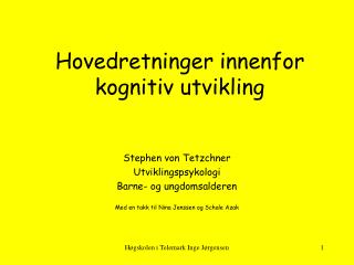 Hovedretninger innenfor kognitiv utvikling