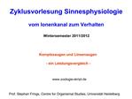 Zyklusvorlesung Sinnesphysiologie vom Ionenkanal zum Verhalten Wintersemester 2011