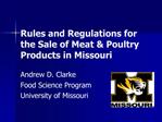 Rules and Regulations for the Sale of Meat Poultry Products in Missouri