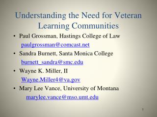 Understanding the Need for Veteran Learning Communities