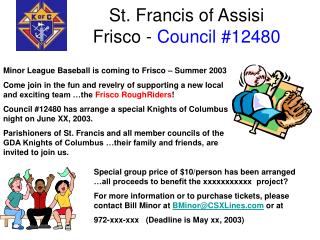 St. Francis of Assisi Frisco - Council #12480