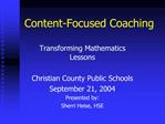 Content-Focused Coaching