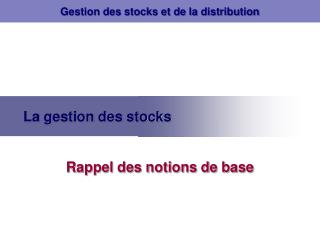 presentation gestion de stock ppt