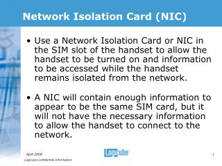 Network Isolation Card (NIC) ‏