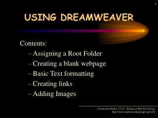 USING DREAMWEAVER