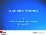 An Adjusters Perspective