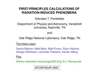 FIRST-PRINCIPLES CALCULATIONS OF RADIATION-INDUCED PHENOMENA