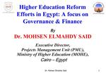 Higher Education Reform Efforts in Egypt: A focus on Governance Finance