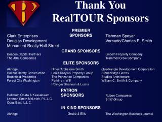 Thank You RealTOUR Sponsors