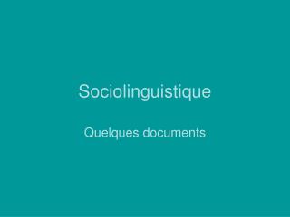 Sociolinguistique