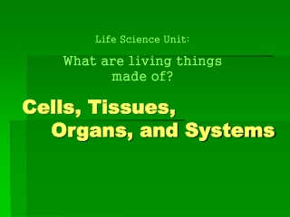 Cells, Tissues, 	 	Organs, and Systems
