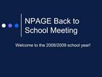 NPAGE Back to School Meeting