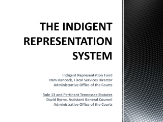 THE INDIGENT REPRESENTATION SYSTEM