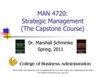 MAN 4720: Strategic Management The Capstone Course