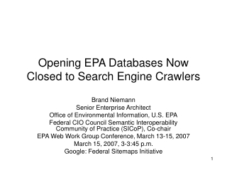 Opening EPA Databases Now Closed to Search Engine Crawlers