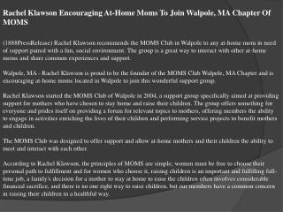 Rachel Klawson Encouraging At-Home Moms To Join Walpole