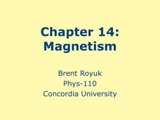 Chapter 14: Magnetism